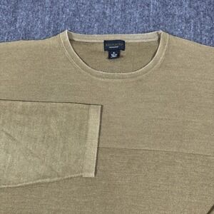 Reunion Mens XL 100% Silk Sweater Tan Brown Crewneck Long Sleeve Knit